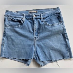 Levi light Blue Denim shorts 720 high rise skinny Raw Hem Cropped Size 30